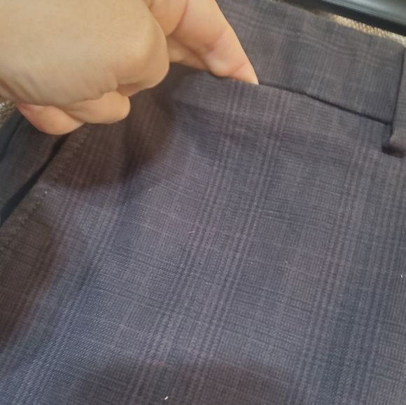 Mens Black Brown 1826 Chino Tailored Fit 38x32 Plaid Pattern w/pockets Slacks - Picture 7 of 9